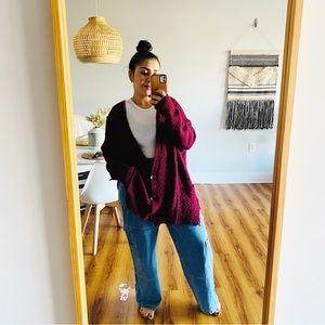 Free People Burgundy Cardigan